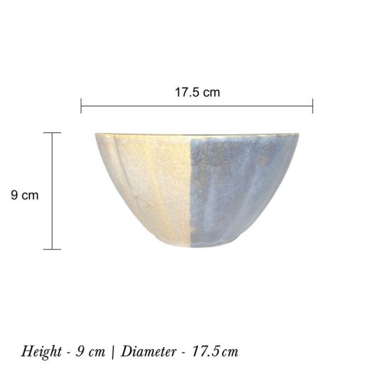 Ceramic Dining Studio Collection Half-Cut Blue & Brown Tulip Glazed Ceramic 1000ML Serving Bowl