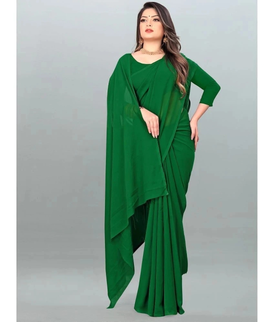 ANAND SAREES - Green Georgette Saree With Blouse Piece ( Pack of 1 ) - Green