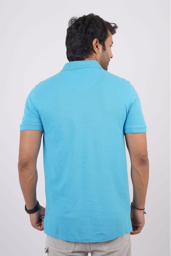 Men's MD Blue Solid Polo T-Shirt