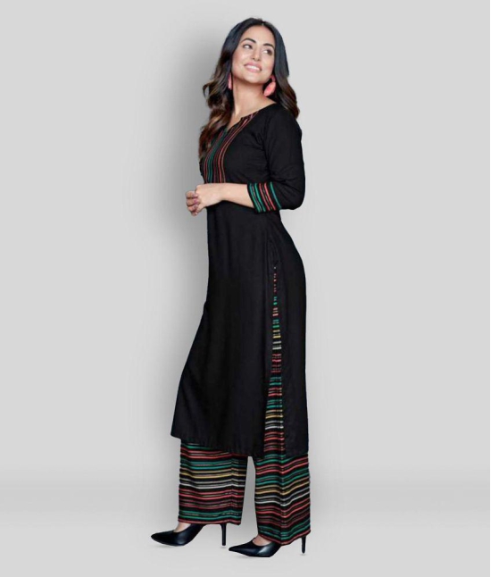 Estela - Black Straight Rayon Women's Stitched Salwar Suit ( Pack of 1 ) - XL