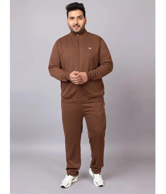 YHA Dirty Brown Fleece Regular Fit Mens Tracksuit ( Pack of 1 ) - None