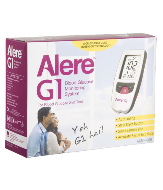 Alere G1 Blood Glucose Monitor with 100 strips Pack (Strips Expiry - April 2020)