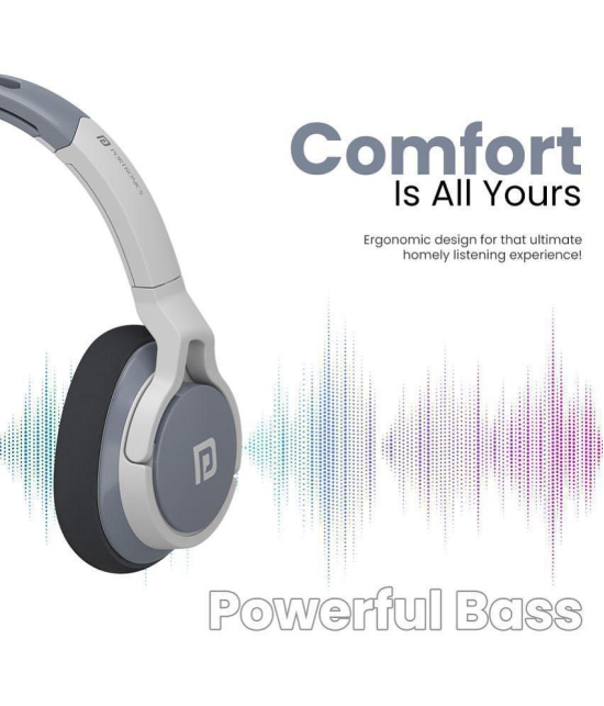 Portronics Muffs M1:Bluetooth Headphone with Mic. & Aux Port ,Grey (POR 1513)