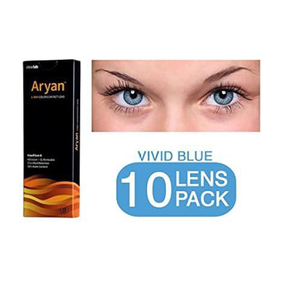 Aryan One Day Disposable Color Contact Lenses with Ultimate Hioxifilcon A, Daily Use Zero Power Lens for Men and Women - Caribbean Green (Pack of 5)-Caribbean Green