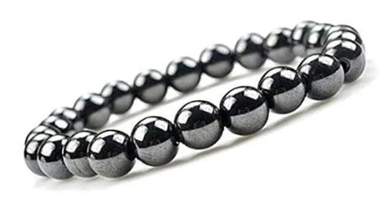 Natural Round Beads Magnetic Hematite Crystal Stone 8mm Bracelet (Pack of 2)-1