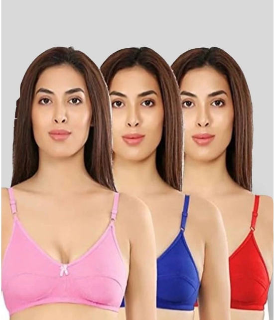 Kiran Enterprises - Multicolor Cotton Blend Non Padded Womens Everyday Bra ( Pack of 3 ) - None