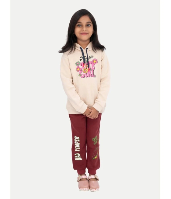 Girls Beige Printed Sweat Hoodie - None