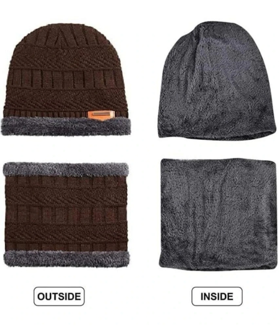 ICONIC ME Brown Woollen Mens Cap ( Pack of 1 ) - Brown