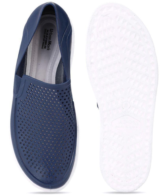 UrbanMark Men Comfortable Perforated Casual Slip-On Shoes - Navy - None