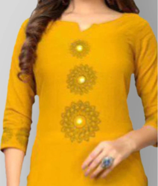 Vbuyz - Yellow Cotton Womens High Slit Kurti ( Pack of 1 ) - L