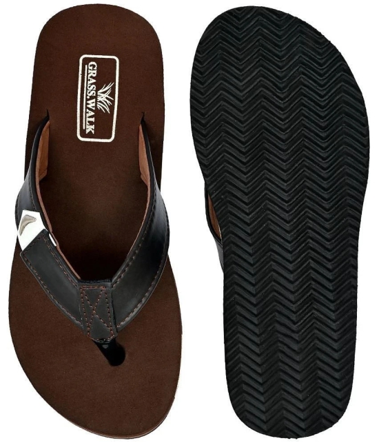 GRASS WALK Brown Mens Slide Flip Flop - None