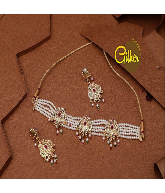 gilher Alloy Golden Contemporary/Fashion Necklaces Set Choker - Golden