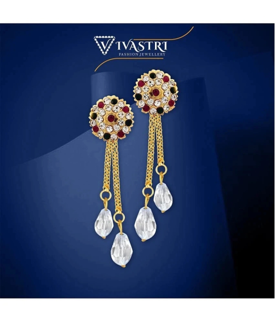 VIVASTRI Golden Drop Earrings ( Pack of 2 ) - Golden