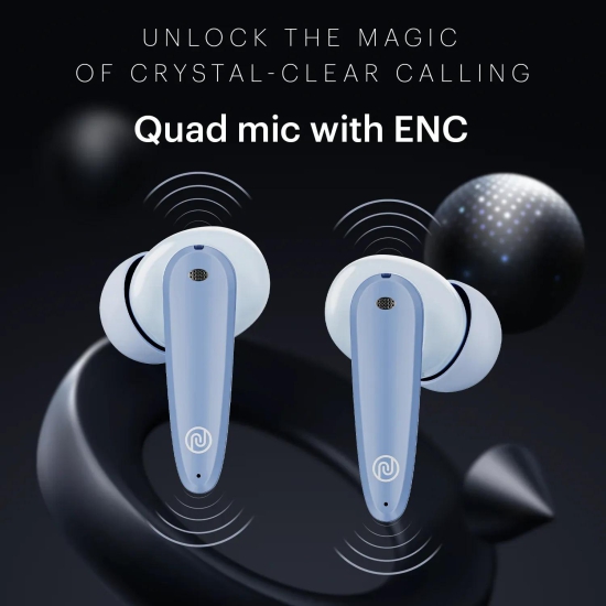 Noise Buds VS106 Truly Wireless In-Ear Earbuds with 50H Playtime, Quad Mic with ENC, Instacharge (10 min = 200 min),Ultra-Low Latency(up to 40ms), 10mm Driver, and BT v5.3 Sky Blue