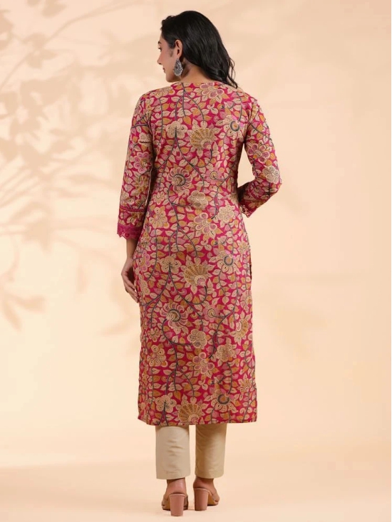 Vbuyz Cotton Printed Straight Womens Kurti - Pink ( Pack of 1 ) - None