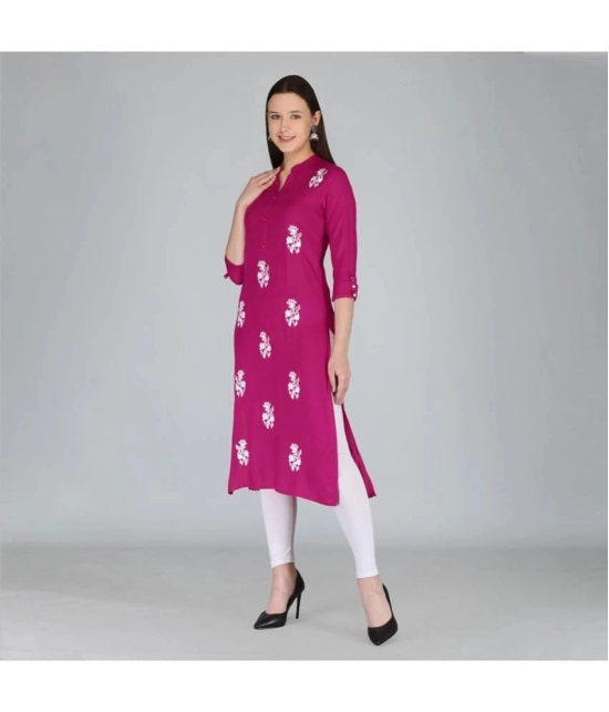 MAUKA - Pink Rayon Womens Straight Kurti ( Pack of 1 ) - None