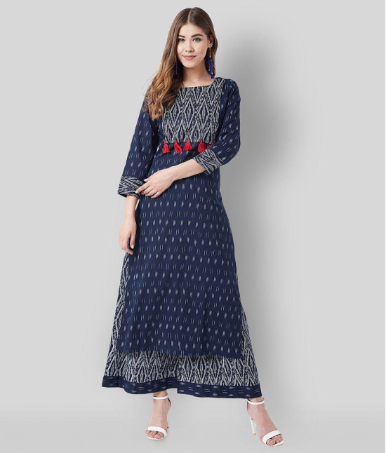 Tissu - Navy Blue Straight Cotton Women''s Stitched Salwar Suit ( Pack of 1 ) - XXL