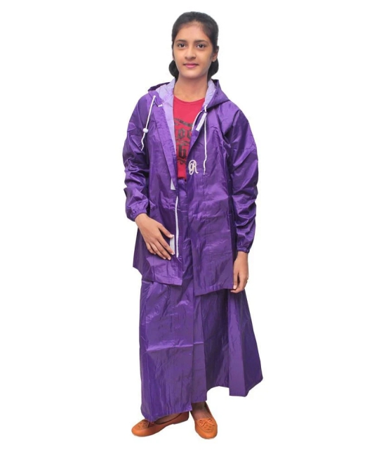 Goodluck Nylon Raincoat Set - Purple - XXL