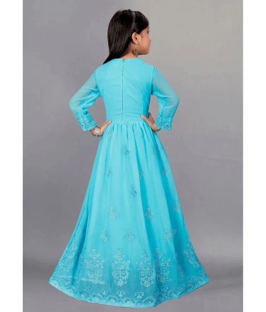 Apnisha - Sky Blue Georgette Girls Gown ( Pack of 1 ) - None