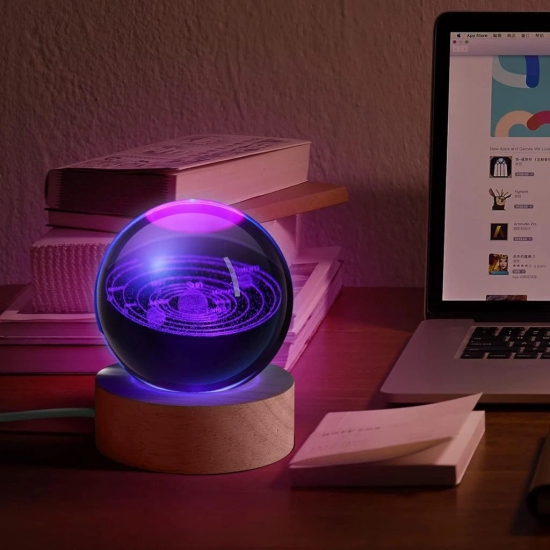 3D Crystal Ball Solar System LED