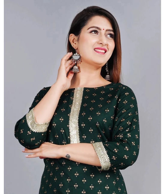 SIPET - Green Rayon Womens Straight Kurti ( Pack of 1 ) - None