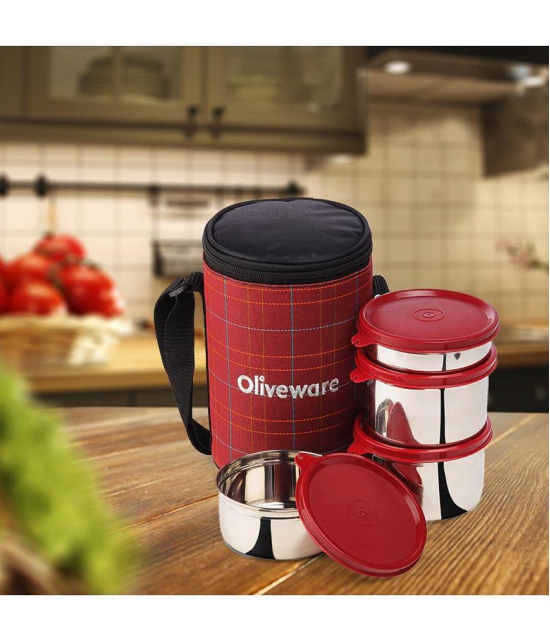 Oliveware Stainless Steel Lunch Box 4 - Container ( Pack of 1 )