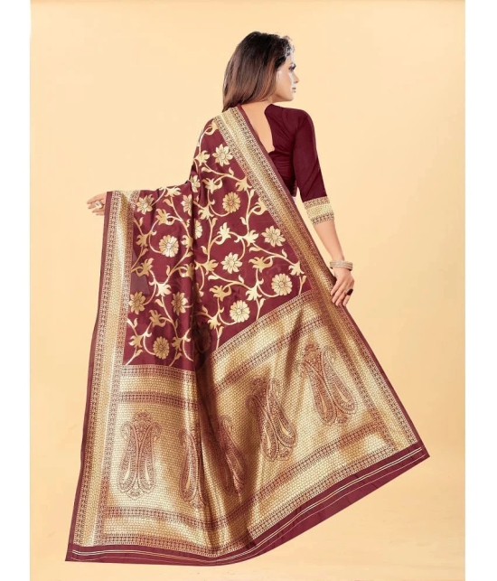 Gazal Fashions - Maroon Banarasi Silk Saree With Blouse Piece ( Pack of 1 ) - Maroon