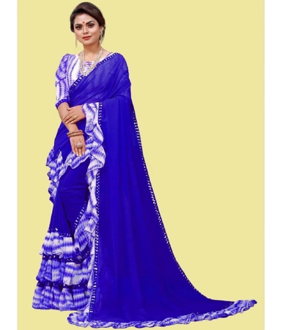 JULEE Georgette Embellished Saree With Blouse Piece - Blue ( Pack of 1 ) - Blue