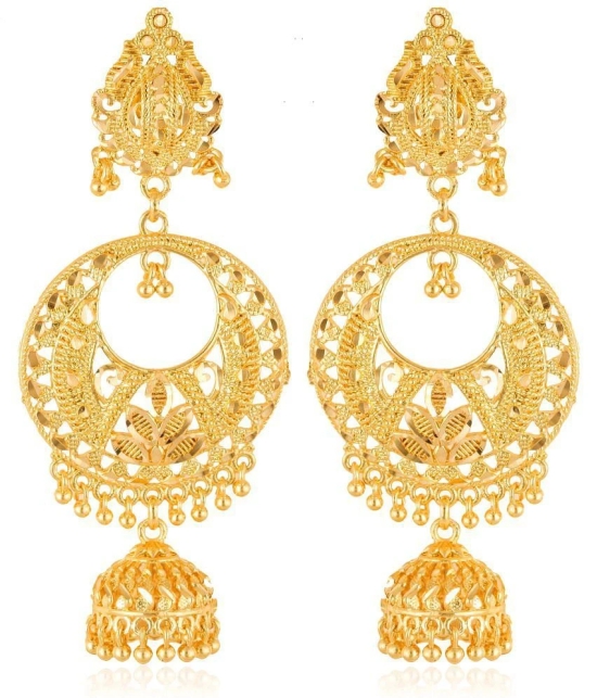 VIVASTRI Golden Jhumki Earrings ( Pack of 1 ) - Golden