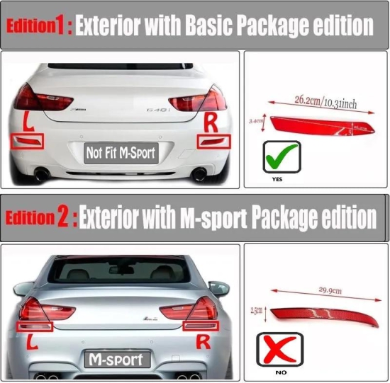 Car Craft Rear Bumper Reflector Strip Light Compatible With Bmw 6 Series F06 F12 F13 Coupe 2011-2016 Rear Bumper Reflector Strip Light Right 63147210588