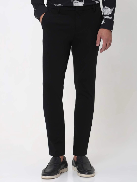 Black Ankle Length Stretch Chinos Trouser