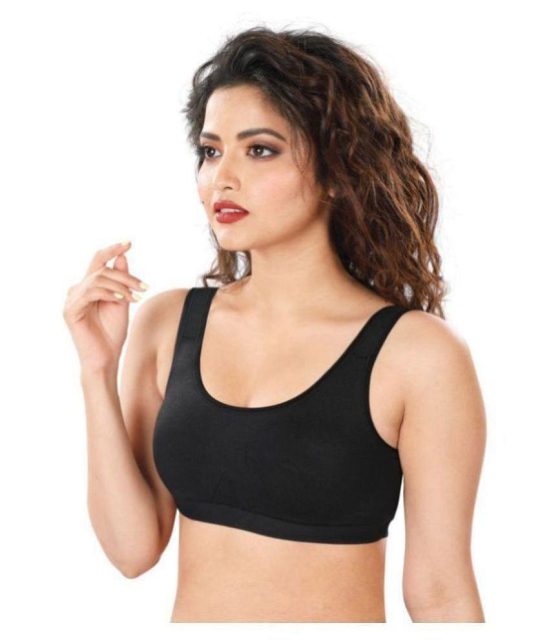 Dermawear Black Poly Cotton Solid Sports Bra - 3XL