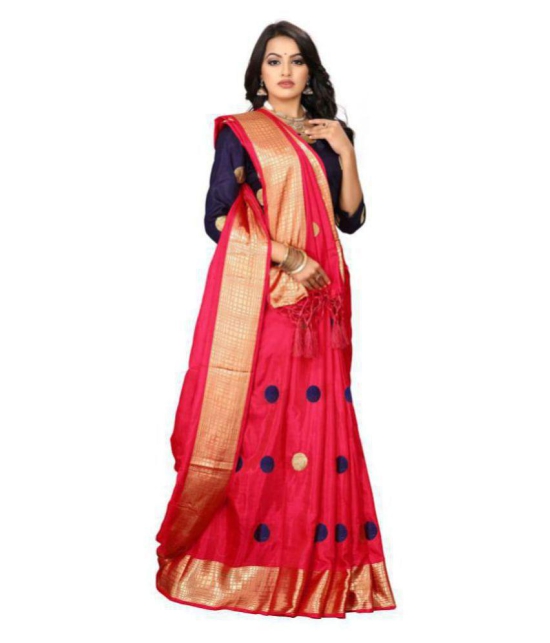 offline selection - Red Jacquard Saree With Blouse Piece (Pack of 1)