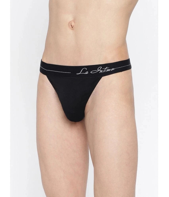 La Intimo Pack of 3 Cotton Mens Thongs ( Black ) - None