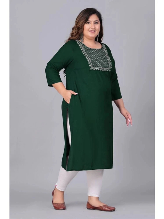 Preksha Rayon Embroidered Straight Womens Kurti - Green ( Pack of 1 ) - None