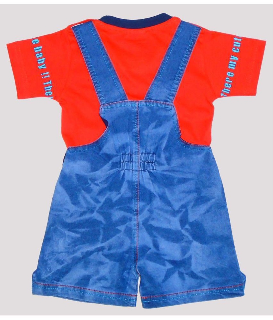 Wise Guys - Red Denim Baby Boy Dungaree Sets ( Pack of 1 ) - None