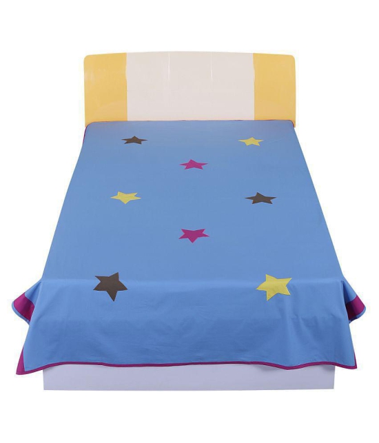 Hugs'n'Rugs Single Cotton Bedsheet with Two Pillow Covers & Two Cushion covers ( 200 x 150 cm ) - Dark Blue