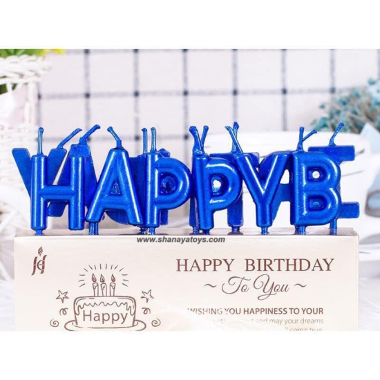 SHANAYA Happy Birthday Letter Candles for Cakes Cup Cakes Birthday Decoration - Blue