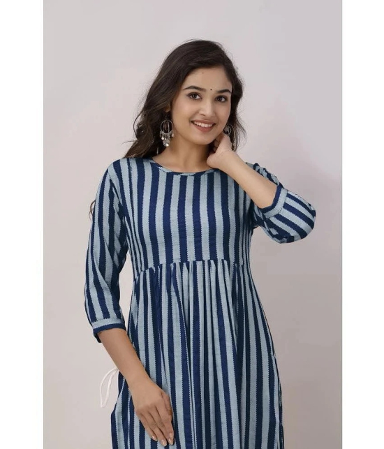 Kapadia Rayon Striped Nayra Womens Kurti - Navy ( Pack of 1 ) - None