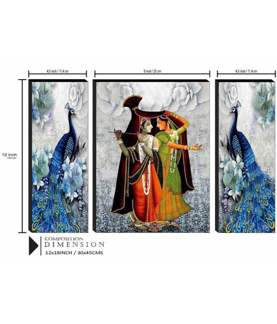 Saf radha krishna with couple peacock modern art MDF Painting Without Frame