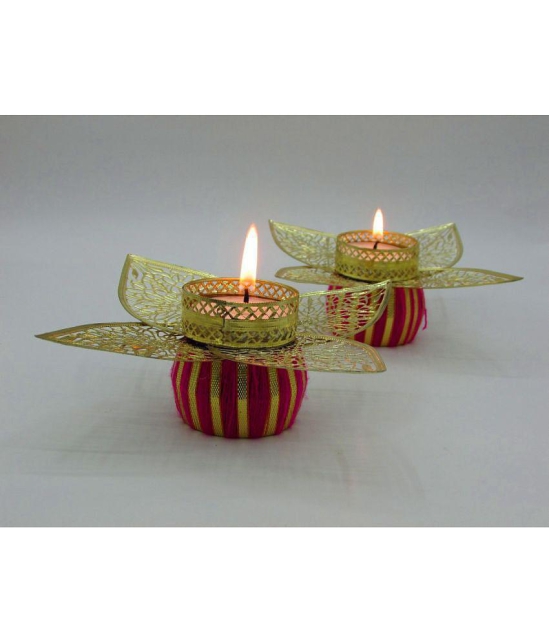 THRIFTKART Floor Brass Tea Light Holder - Pack of 2