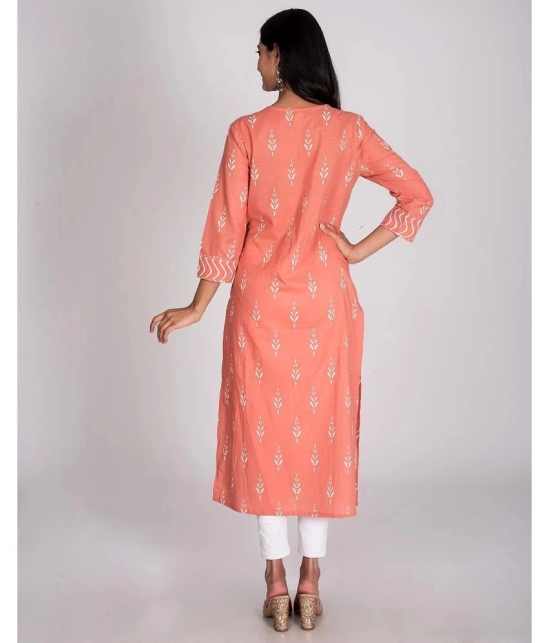 Swasti - Peach Cotton Womens Straight Kurti ( Pack of 1 ) - None