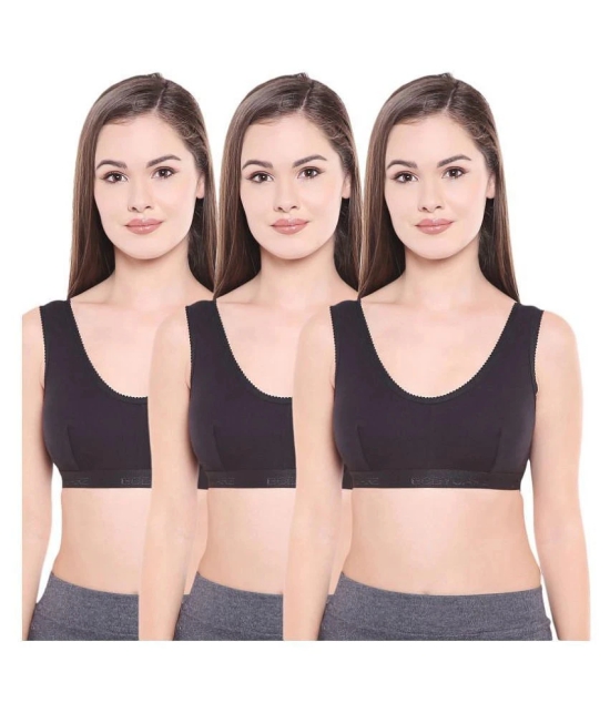 Bodycare Cotton Lycra Sports Bra - Black - 46B