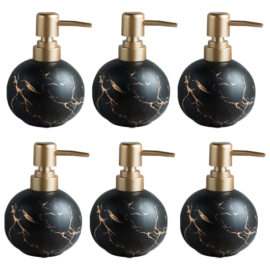 Kuber Industries Liquid Soap Dispenser, Pack of 6, 300ml, Black.-Kuber Industries Liquid Soap Dispenser, Pack of 6, 300 ml, Black, for Handwash, Shampoo, Bathroom, Wash Basin.