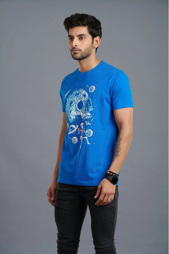 Devils Space Printed Royal Blue T-Shirt for Men XXL