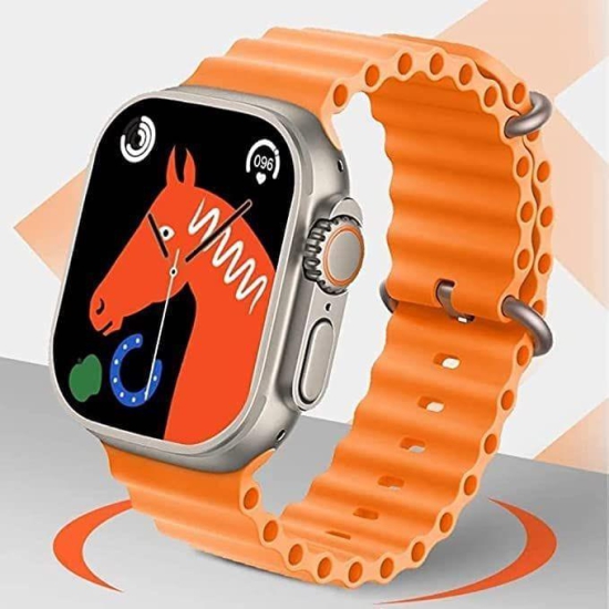 Melbon  T800 Ultra Biggest Display Smart Watch with Bt Calling Wireless Charge Fitness | Health Tracking, Sports Tracking, Camera & Music Control Smartwatch (Orange)