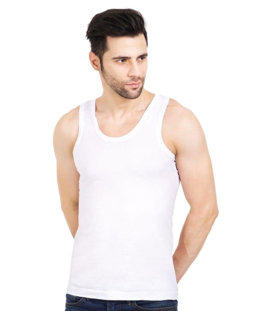 NRG Mens Sleeveless White Cotton Vest ( Pack of 1 RN Vest ) G21 SIZE : 85 CM - M