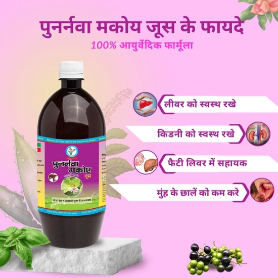 Bharat Gram Udyog Punarnava Makoy Juice - Kidney & Eye Health Support, 1 L