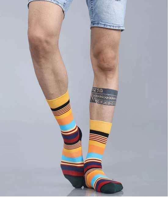 Dollar - Cotton Mens Striped Blue Full Length Socks ( Pack of 5 ) - Blue