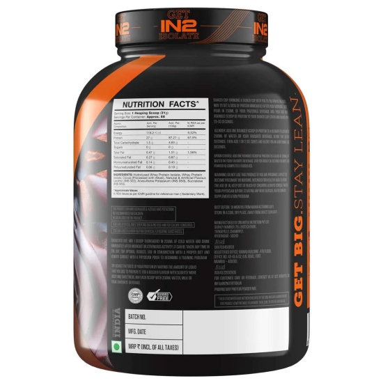 IN2 Nutrition Whey Protein Isolate - 1.5 Kg with FREE BCAA-Rich Chocolate with FREE BCAA